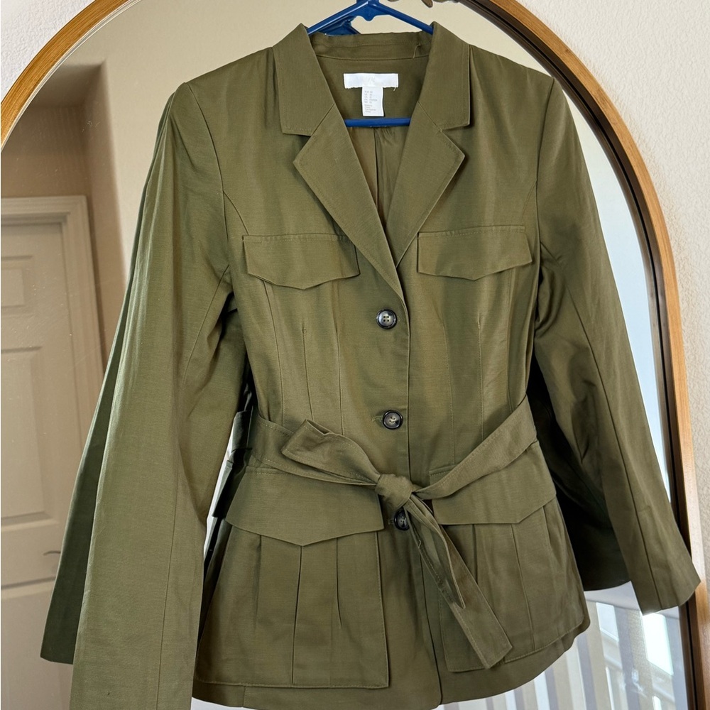 Olive Green Women's Belted Jacket